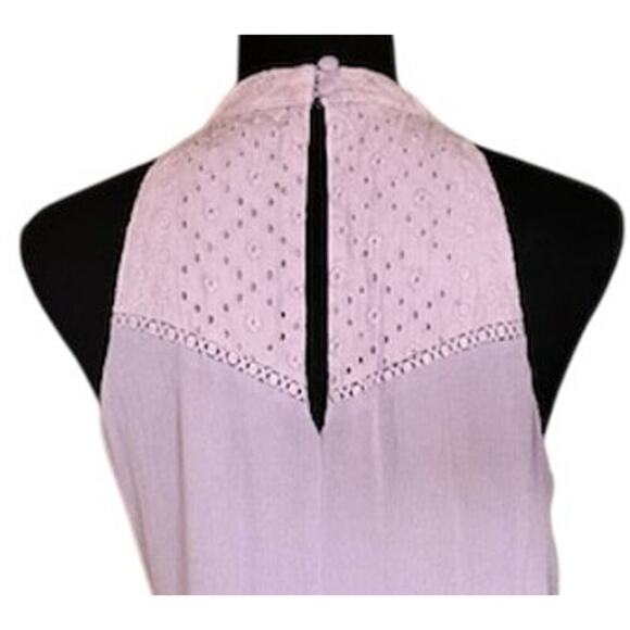 Francesca's Blue Rain Lavender Eyelet Lace Trapeze Halter Dress, size Medium - Picture 4 of 6